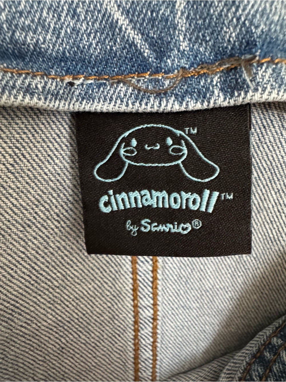 NEVER WORN Sanrio Cinnamoroll Denim Overall Shorts. Size Medium (Adult). - Picture 7 of 8